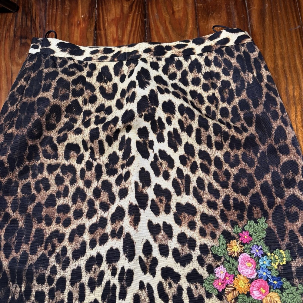 Vtg MOSCHINO Cheap and Chic Leopard Floral Embroidered Pencil Skirt Sz 8 A1574 - Picture 2 of 13